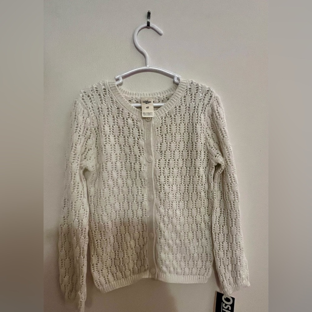 Osh Kosh B’Gosh Toddler Girls 4T Gold Thread Cardigan Sweater NWT - Picture 3 of 3